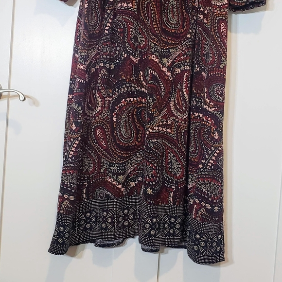 Knox Rose Maxi Dress Long Sleeve Button Front Boho Night Sky Sz Medium Burgundy - Picture 9 of 15